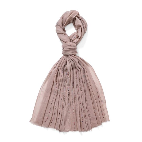 CLOSEOUT Deal - Perlenverzierter Schal, weich und stylisch, 50% Baumwolle 50% Viskose, ca. 90x180cm, Beige