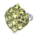 Natürlicher Peridot Ring, 925 Silber platiniert, (Größe 17.00) ca. 7.61 ct