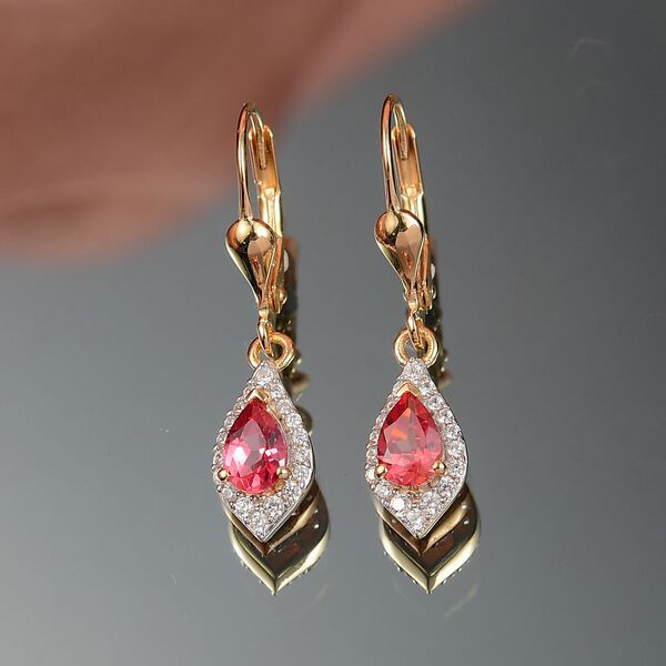 D'Joy Labor Padparadscha Saphir und Zirkon Anhänger und Ohrringe image number 9