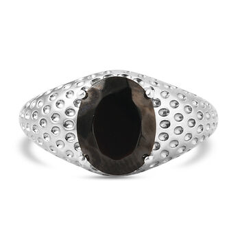 Elite Shungit Ring 925 Silber platiniert (Gr&ouml;&szlig;e 16.00) ca. 1,61 ct