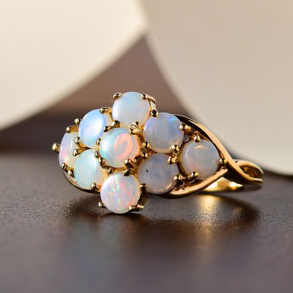 Nat&uuml;rlicher, australischer Opal-Ring, 925 Silber vergoldet  ca. 1,62 ct image number 2