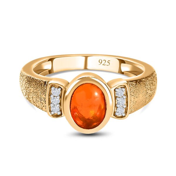 AA orange &auml;thiopischer Welo Opal und Zirkon-Ring - 0,85 ct.