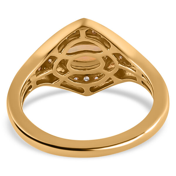 Natürlicher Äthiopischer Opal und Zirkon Ring 925 Silber vergoldet  ca. 0,94 ct image number 6