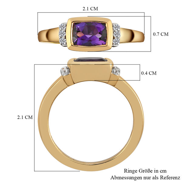 Nat&uuml;rlicher, marokkanischer Amethyst und wei&szlig;er Zirkon-Ring, 925 Silber vergoldet  ca. 0,92 ct image number 7