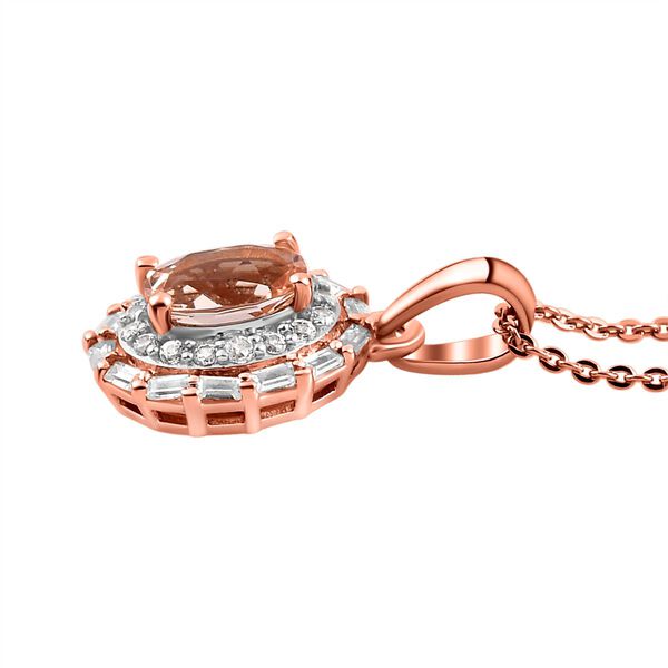 Morganit und wei&szlig;er Zirkon Anh&auml;nger mit Kette, 925 Silber Ros&eacute;gold Vermeil ca. 1.26 ct image number 4