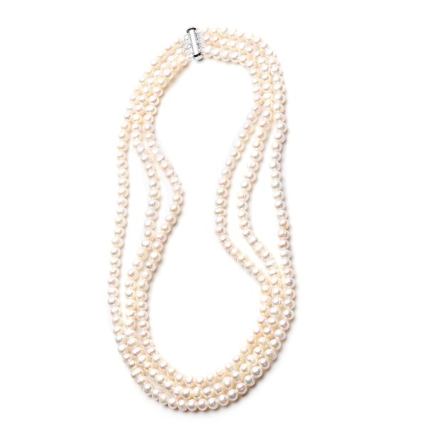 3-lagige S&uuml;&szlig;wasserzuchtperlen-Halskette, 45 cm - 354,50 ct.