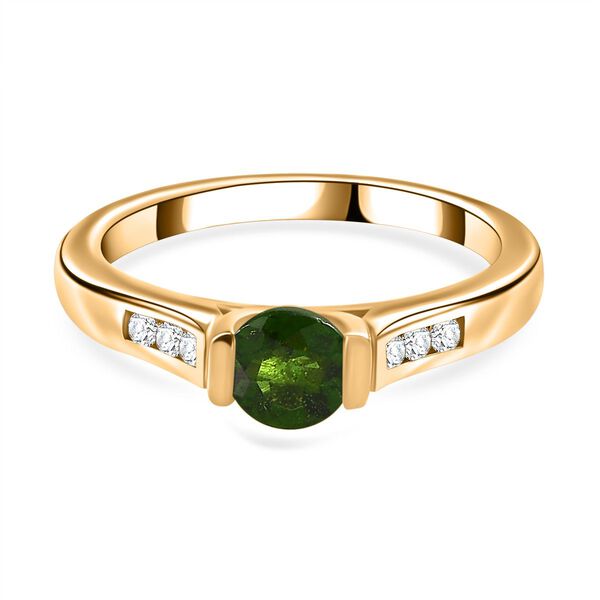 Natürlicher Chromdiopsid, Weißer Zirkon Ring 925 Silber vergoldet (Größe 19.00) ca. 0,65 ct image number 0