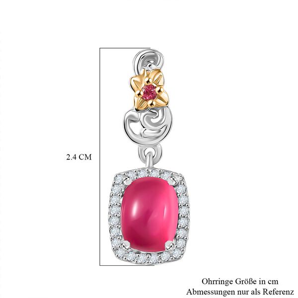 D'Joy Maulbeer Mondstein, Orissa Rose Granat Ohrringe 925 Silber Rhodiniert und 750 Gelbgold Vermeil ca. 3.86 ct image number 6