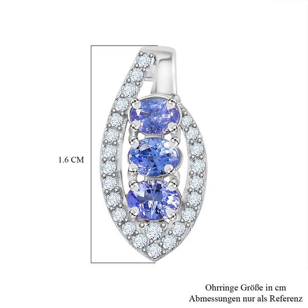 Tansanit, Wei&szlig;er Zirkon Ohrringe 925 Silber platiniert ca. 1,44 ct. image number 6