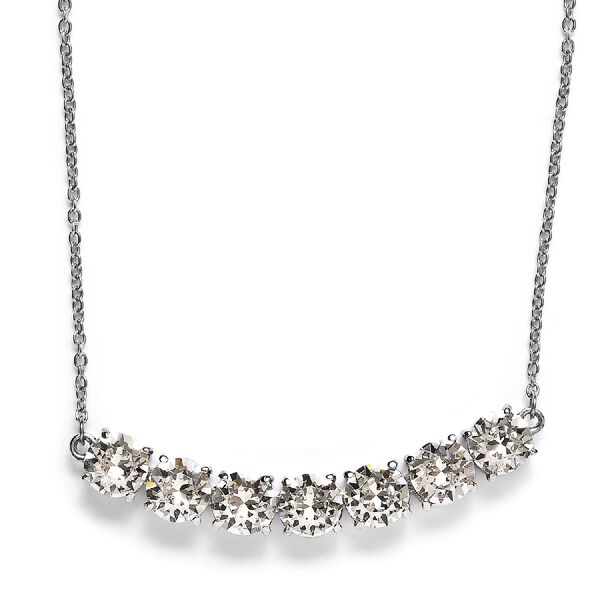 LUSTRO STELLA - österreichische, weiße Kristall-Halskette mit Magnetverschluss, 45 cm lang, Edelstahl ca. 8,29 ct image number 5
