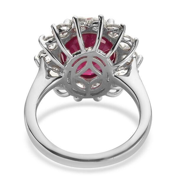 Rubin und Zirkon Halo Ring 925 Silber Platin-&Uuml;berzug image number 4