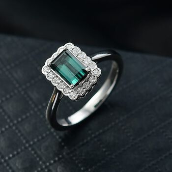 Rhapsody AAAA Pirineu Lagoon Tourmaline, Wei&szlig;er Diamant Ring 950 Platin (Gr&ouml;&szlig;e 18.00) ca. 1,50 ct