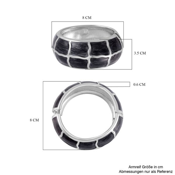 Emaillierter Gitternetz-Muster-Armreif, ca. 18 cm, ca. 87,60g Schwarz image number 5