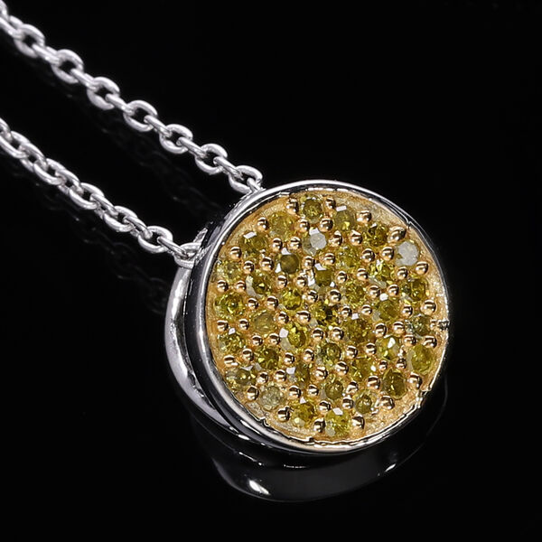 2er Set- Gelber Diamant-Anhänger mit 50cm Kette und Ohrringe - 0,48 ct. image number 7