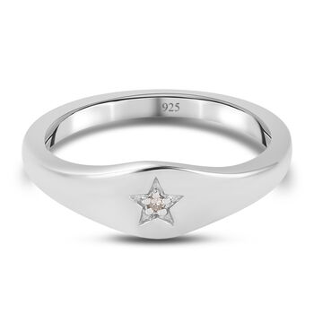 Diamant Stern Ring 925 Silber platiniert (Gr&ouml;&szlig;e 16.00)