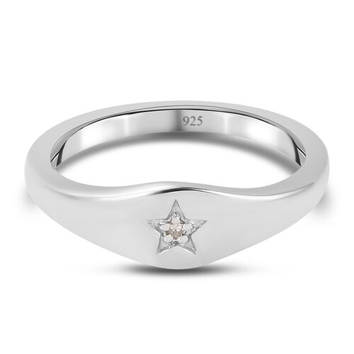 Diamant Stern Ring 925 Silber Platin-Überzug image number 0