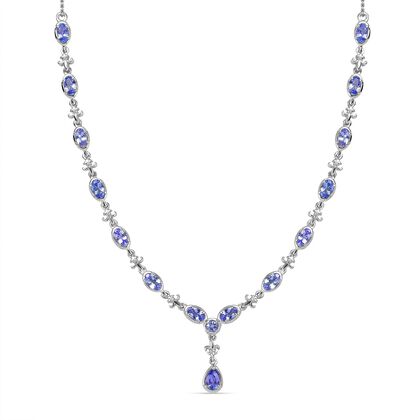 Tansanit Halskette ca. 45 cm 925 Silber rhodiniert ca. 3,76 ct.