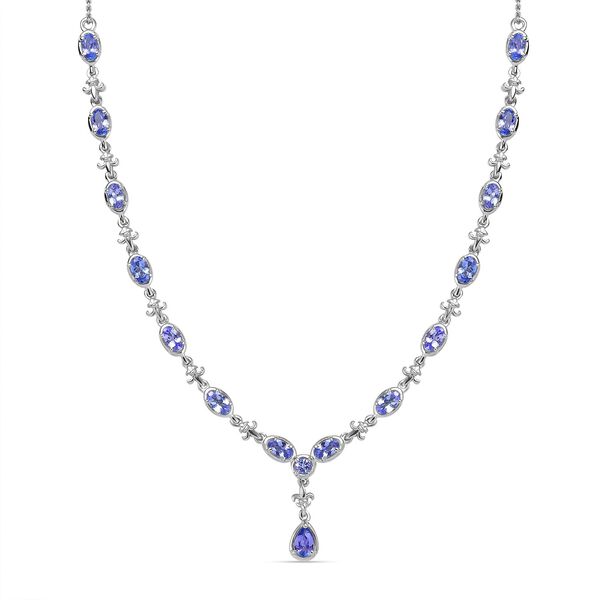Tansanit Halskette ca. 45 cm 925 Silber rhodiniert ca. 3,76 ct.