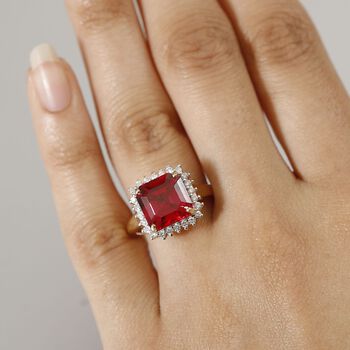 LUXURIANT DIAMOND- zertifiziert und gepr&uuml;ft AAA Labor Padparadscha Saphir und Labor Diamant Ring in 417 Gold - 5,93 ct.