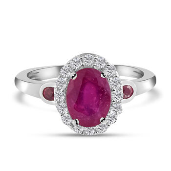 Afrikanischer Rubin-Ring, 925 Silber platiniert (Gr&ouml;&szlig;e 16.00) ca. 2,37 ct