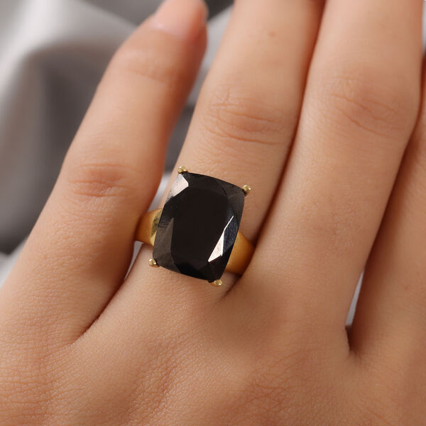 Elite Shungit und Zirkon Solit&auml;r Ring 925 Silber vergoldet  ca. 6,95 ct image number 3