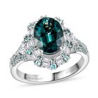 AAAA Pirineu Lagoon Tourmaline, Weißer Diamant Ring 950 Platin (Größe 18.00) ca. 4,37 ct