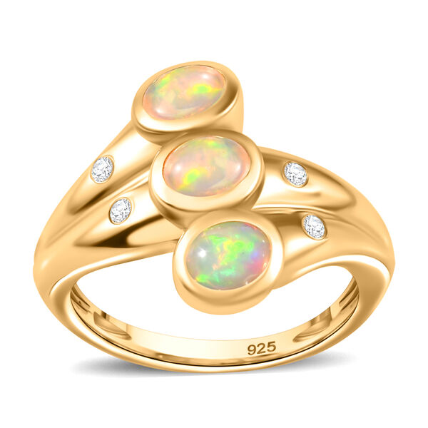 AA Natürlicher, äthiopischer Welo Opal und Zirkon-Ring - 0,76 ct. image number 5