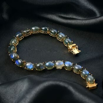 D'Joy AAA Labradorit Armband ca. 20 cm 925 Silber 750 Gelbgold Vermeil ca. 50.18 ct