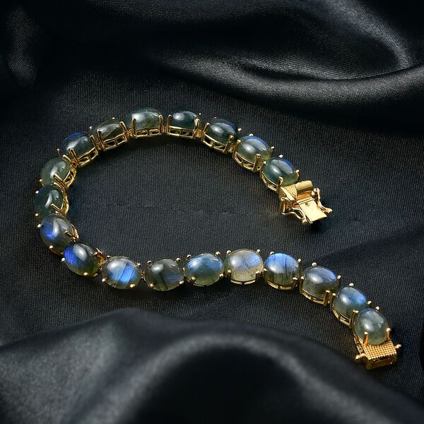 D'Joy AAA Labradorit Armband ca. 20 cm 925 Silber 750 Gelbgold Vermeil ca. 50.18 ct image number 2