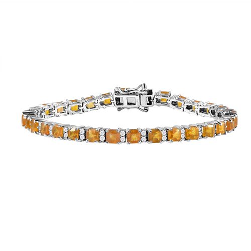 Fissure gefüllt gelber Saphir, Weißer Zirkon Armband ca. 19 cm 925 Silber platiniert ca. 17,39 ct. image number 0