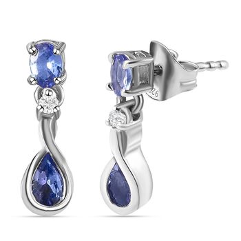 Tansanit und Zirkon Ohrh&auml;nger - 0,86 ct.