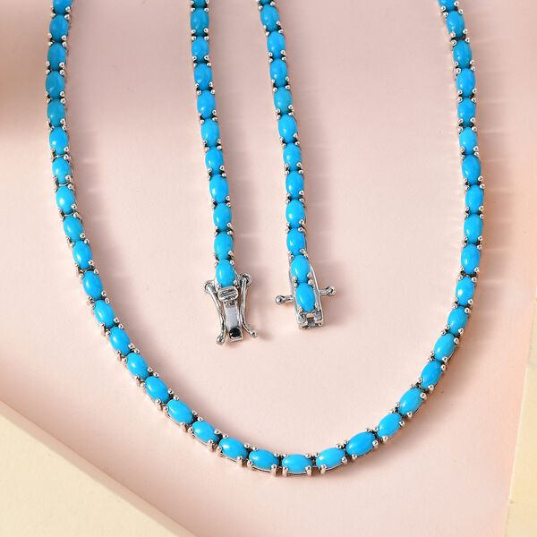 Amerikanische, nat&uuml;rliche Sleeping Beauty T&uuml;rkis Halskette ca. 45 cm 925 Silber platiniert ca. 23.23 ct image number 3