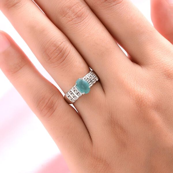 Grandidierit und weißer Zirkon-Ring, 925 Silber platiniert  ca. 1,62 ct image number 3