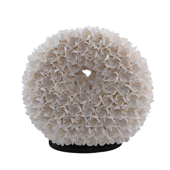 Bali Home Collection: Handgearbeitete Lampe umh&uuml;llt von ewigen Muschel-Rosen mit Standfu&szlig;, Durchmesser 20 cm