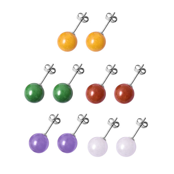 5er -Set mehrfarbige Jade Ohrringe, 925 Silber ca. 96,00 ct image number 2