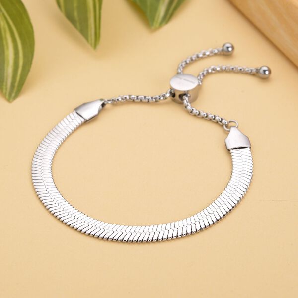 Seidiges Fischgräten-Gliederarmband, ca. 18 cm, Edelstahl ca. 7,00g image number 2