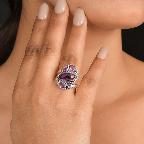 Sajen Silber-Afrikanischer Amethyst Ring 925 Silber rhodiniert (Gr&ouml;&szlig;e 17.00) ca. 3.98 ct image number 2