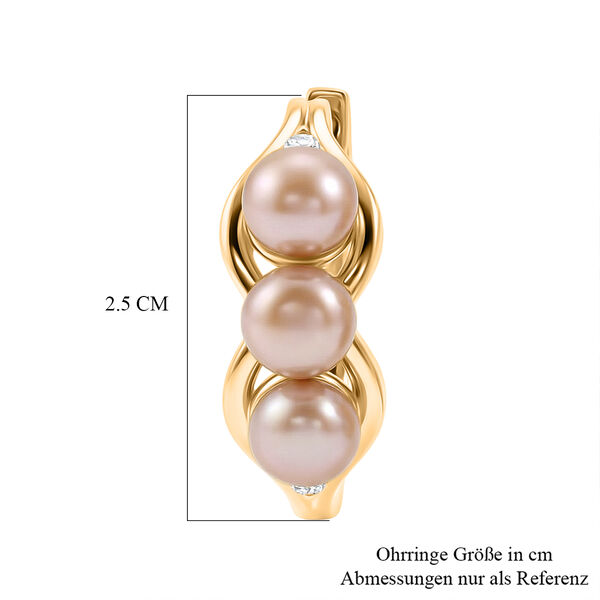 EVER TRUE Pfirsich-S&uuml;&szlig;wasser Perle (6-6.5 mm), Wei&szlig;er Zirkon Ohrringe Nickelfreies Messing image number 4