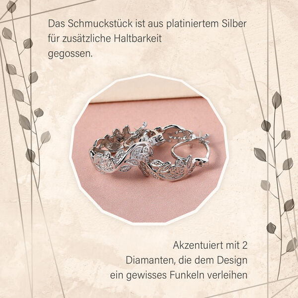 ALLORO Ring, Creolen und Anhänger mit Diamantakzenten, Silber platiniert image number 26