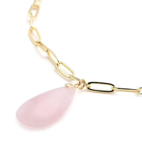 Rosenquarz Halskette 50 cm Messing ca. 42.00 ct image number 4