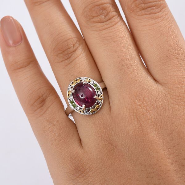 K&ouml;niglicher Glamour- AAA Afrikanischer Rubin (Fissure gef&uuml;llt), Nat&uuml;rlicher Chromdiopsid Ring 925 Silber rhodiniert (Gr&ouml;&szlig;e 18.00) ca. 5.40 ct image number 3