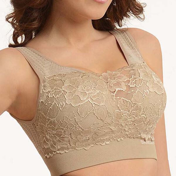 SANKOM - R&uuml;ckenst&uuml;tze Haltungskorrektur Push-up Spitzen-BH, Gr&ouml;&szlig;e M/L, 80-85 cm, Schwarz image number 10