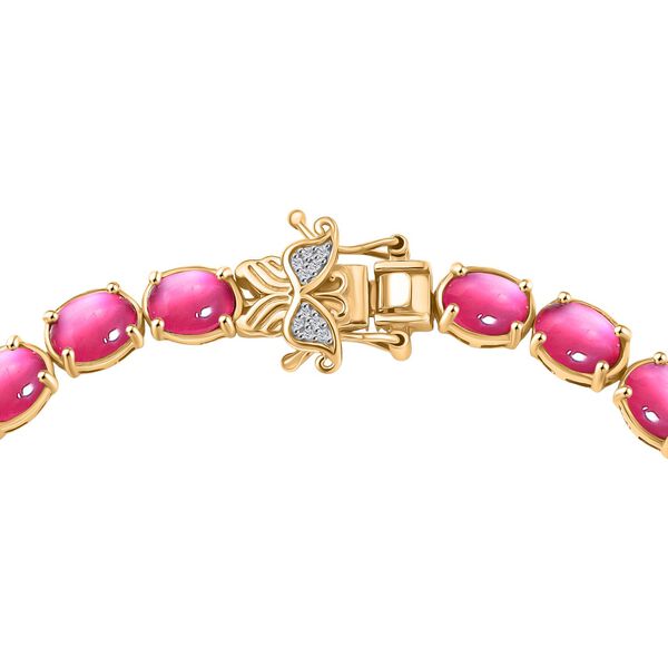 D'Joy Maulbeer Mondstein, Weißer Zirkon Armband ca. 19 cm 925 Silber 750 Gelbgold Vermeil ca. 19,38 ct. image number 4