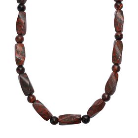 Poppy Jaspis, Rotes Tigerauge Halskette ca. 50 cm Nickelfreies Messing platiniert ca. 210.00 ct