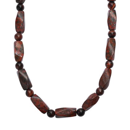 Poppy Jaspis, Rotes Tigerauge Halskette ca. 50 cm Nickelfreies Messing platiniert ca. 210.00 ct