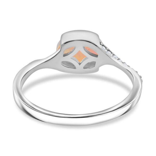 Natürlicher, äthiopischer Welo Opal und Zirkon Ring, 925 Silber rhodiniert - 0,99 ct. image number 5