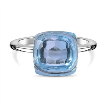 Himmelblauer Topas Ring 925 Silber rhodiniert (Gr&ouml;&szlig;e 19.00) ca. 10,30 ct