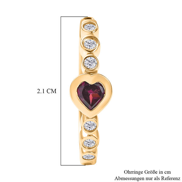 D'Joy AA Nat&uuml;rlicher Rhodolith Granat, Wei&szlig;er Zirkon Ohrringe 925 Silber 750 Gelb Vergoldet ca. 1.35 ct image number 4