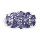 Tansanit und weißer Zirkon Ring, 925 Silber platiniert (Größe 16.00) ca. 1.71 ct