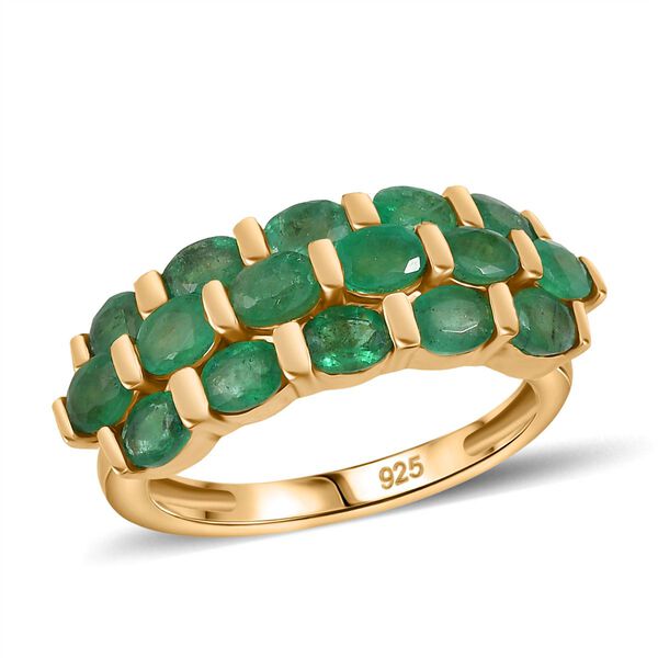 Gemfields Kagem Sambischer Smaragd Ring 925 Silber 750 Gelbgold Vermeil (Gr&ouml;&szlig;e 18.00) ca. 2.54 ct image number 4